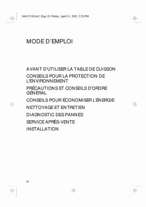 Mode d'emploi WHIRLPOOL HB G26 S