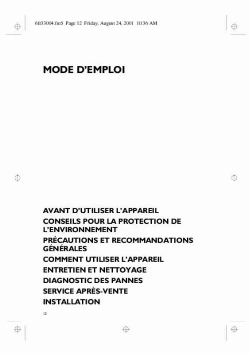 Mode d'emploi WHIRLPOOL HOO 050 S