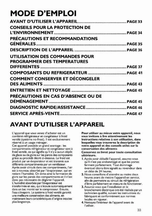 Mode d'emploi WHIRLPOOL KDNA 4001