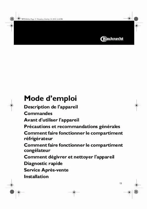 Mode d'emploi WHIRLPOOL KVE 1432/A-LH/1