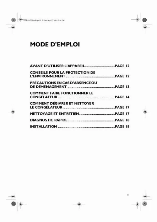 Mode d'emploi WHIRLPOOL MSG 136 A/1UPRIGHT FR