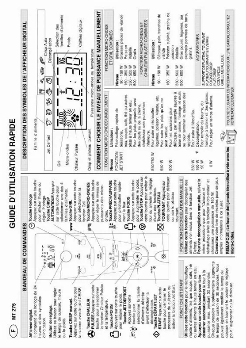 Mode d'emploi WHIRLPOOL MT 275/ALU