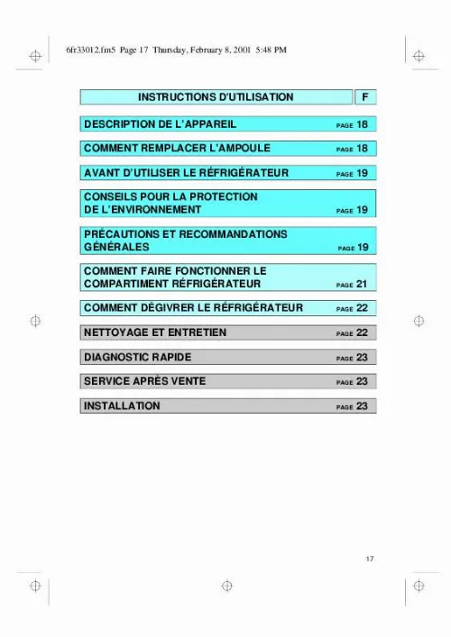 Mode d'emploi WHIRLPOOL RF 3141