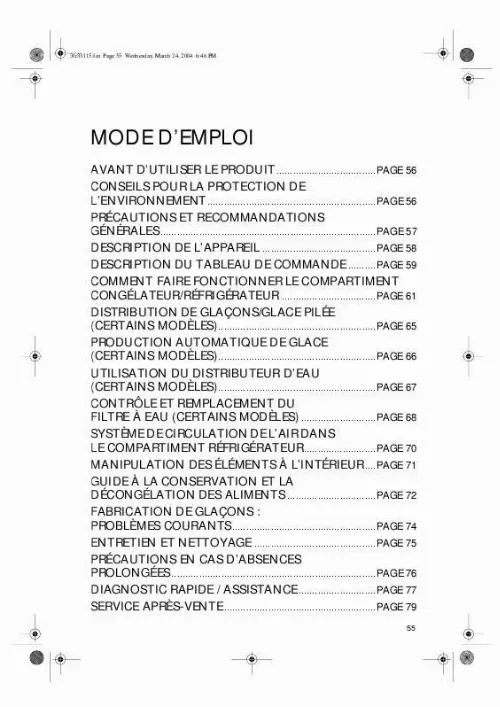 Mode d'emploi WHIRLPOOL S20D FSS10-A/G