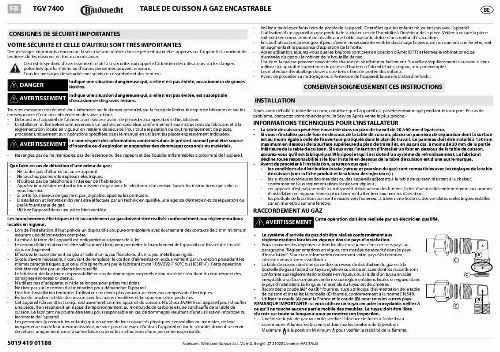 Mode d'emploi WHIRLPOOL TGV 7400 SW