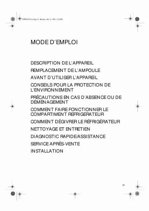 Mode d'emploi WHIRLPOOL TOP 86/WH