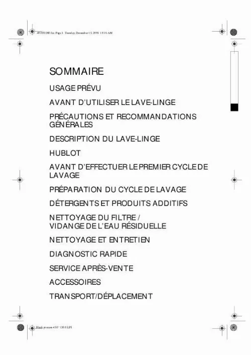 Mode d'emploi WHIRLPOOL WA ECOSTYLE 110