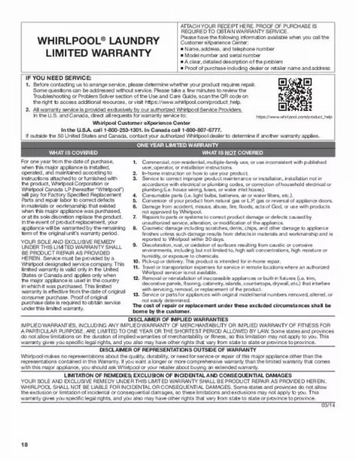 Mode d'emploi WHIRLPOOL WGD97HEDC