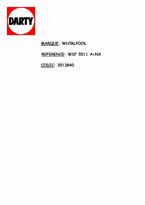 Mode d'emploi WHIRLPOOL WSF 5511  NX