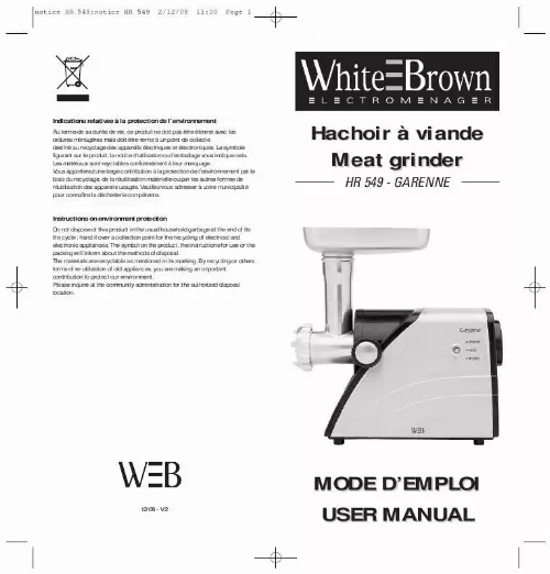 Mode d'emploi WHITE BROWN HR 549