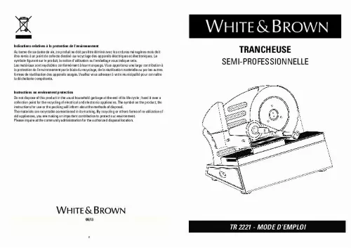 Mode d'emploi WHITE BROWN TR 2221 SEMI-PRO