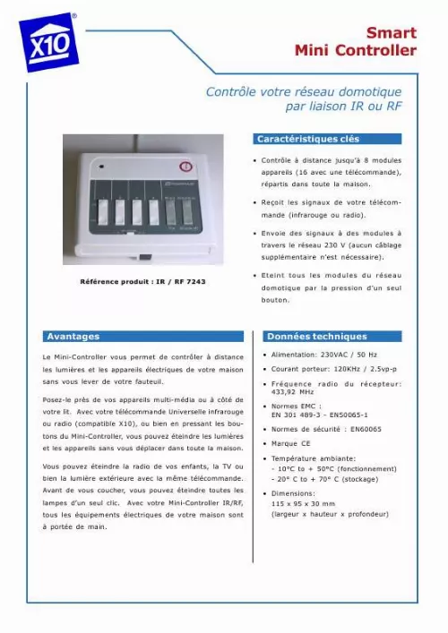 Mode d'emploi X10 IR7243