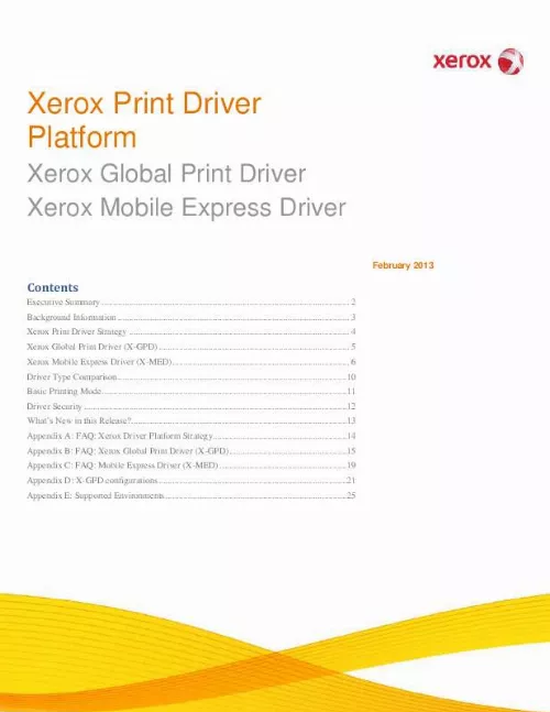 Mode d'emploi XEROX GLOBAL DRIVER