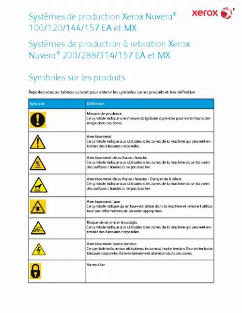 Mode d'emploi XEROX NUVERA 288  PERFECTING