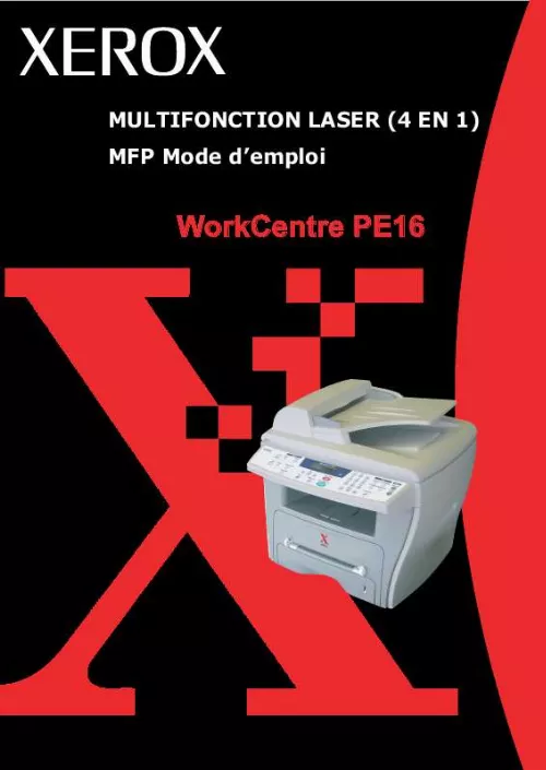 Mode d'emploi XEROX WORKCENTRE PE16