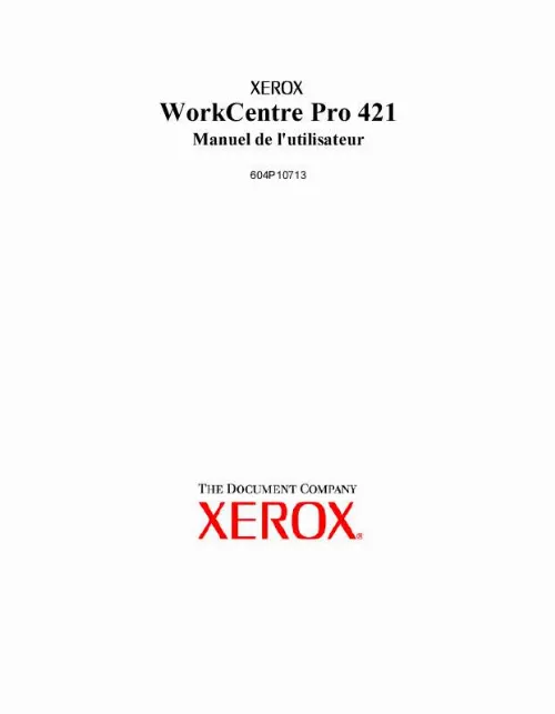 Mode d'emploi XEROX WORKCENTRE PRO 421DE