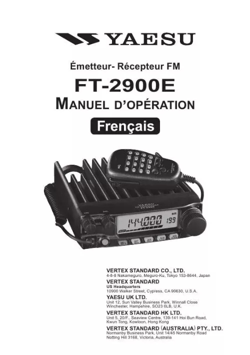 Mode d'emploi YAESU FT-2900E