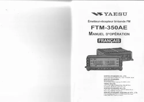 Mode d'emploi YAESU FTM-350AE