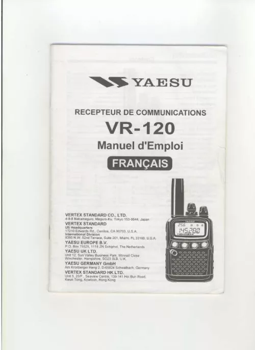 Mode d'emploi YAESU VR-120