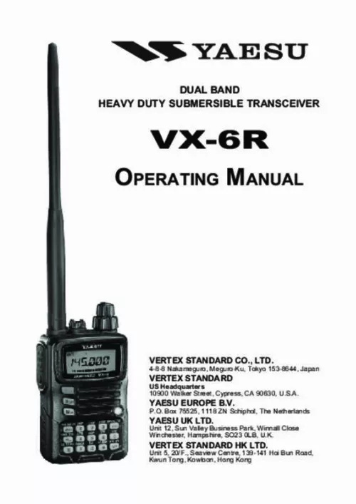 Mode d'emploi YAESU VX6E