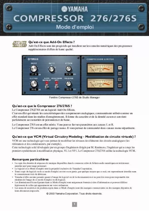 Mode d'emploi YAMAHA ADD-ON EFFECTS AE011