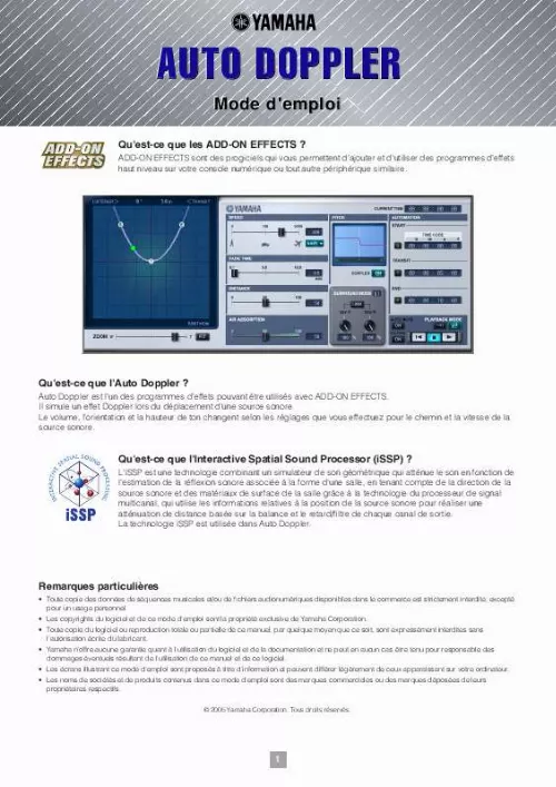 Mode d'emploi YAMAHA AUTO DOPPLER