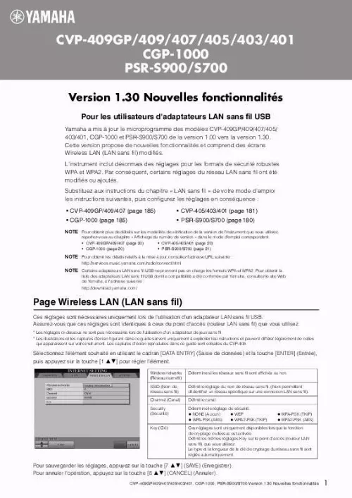 Mode d'emploi YAMAHA CVP-409