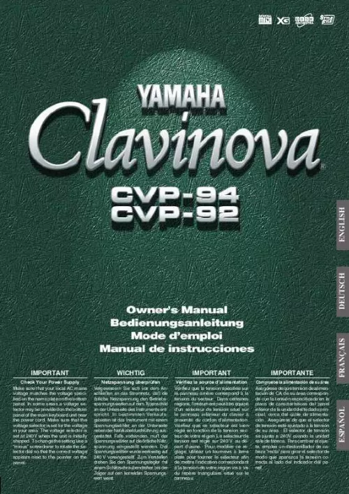 Mode d'emploi YAMAHA CVP-94-CVP-92