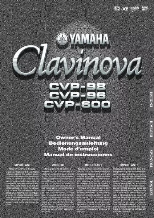 Mode d'emploi YAMAHA CVP-98-CVP-96-CVP-600