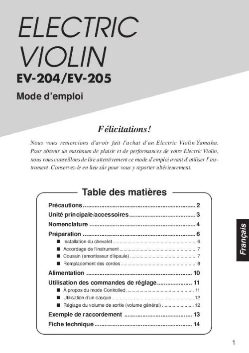 Mode d'emploi YAMAHA EV-205