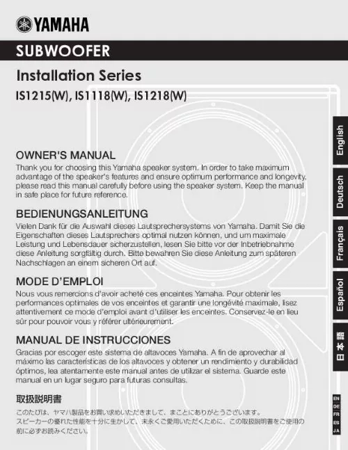 Mode d'emploi YAMAHA IS1215-W-IS1118-W-IS1218-W-