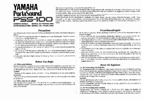 Mode d'emploi YAMAHA PSS-100