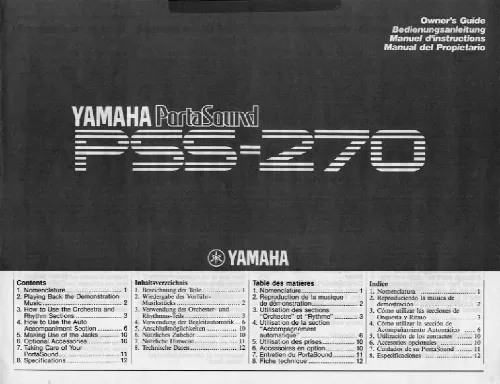 Mode d'emploi YAMAHA PSS-270