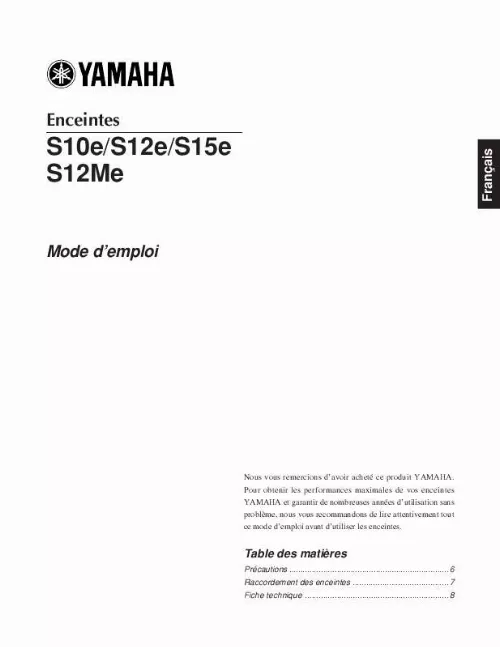 Mode d'emploi YAMAHA S10E S12E S15E S12ME