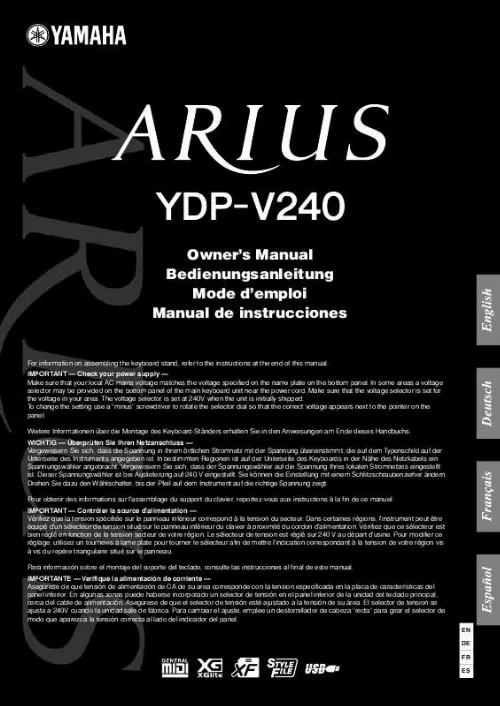 Mode d'emploi YAMAHA ARIUS YDP-V240