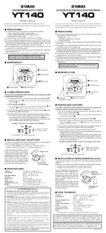 Mode d'emploi YAMAHA YT140