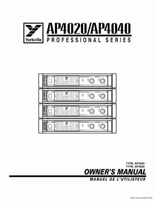 Mode d'emploi YORKVILLE AP4020