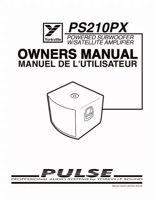 Mode d'emploi YORKVILLE PULSE PS210PX