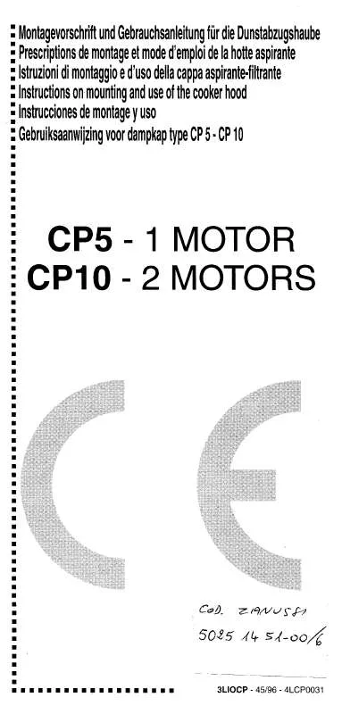 Mode d'emploi ZANKER CP5BWN