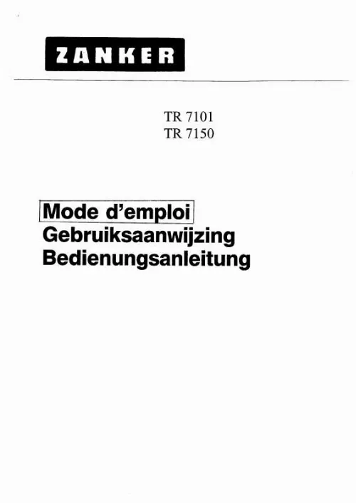 Mode d'emploi ZANKER TR7150