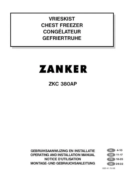Mode d'emploi ZANKER ZKC380AP