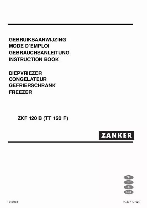 Mode d'emploi ZANKER ZKF 120 B