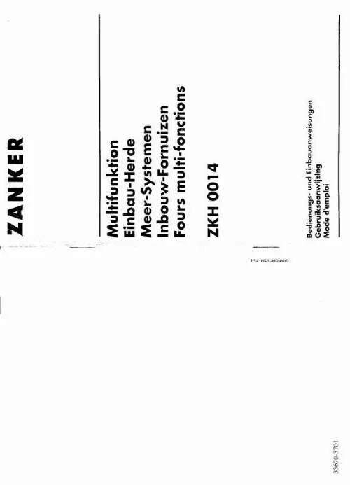 Mode d'emploi ZANKER ZKH0014W