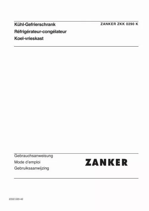 Mode d'emploi ZANKER ZKK0290K
