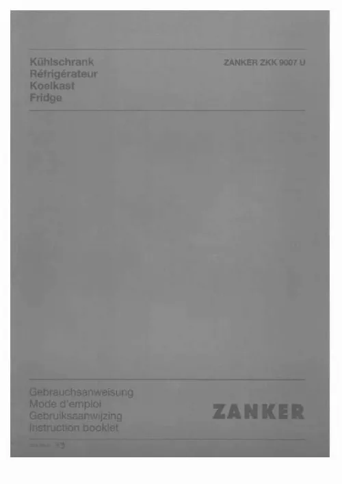 Mode d'emploi ZANKER ZKK9007U