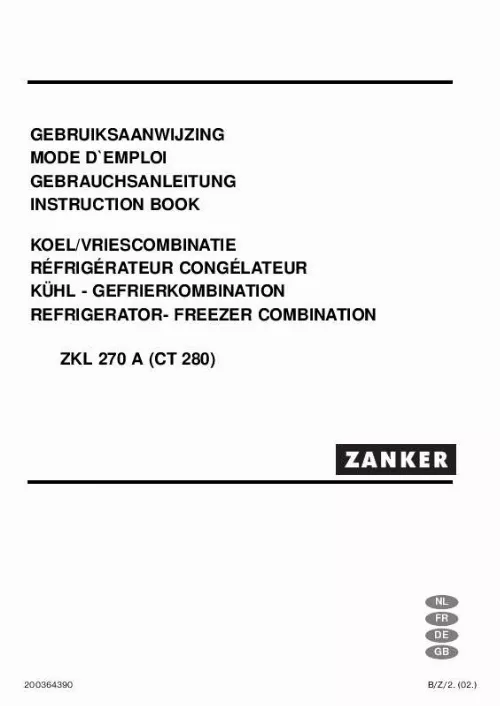 Mode d'emploi ZANKER ZKL 270 A