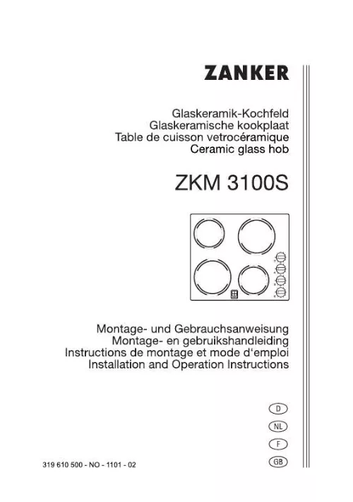 Mode d'emploi ZANKER ZKM 3100S