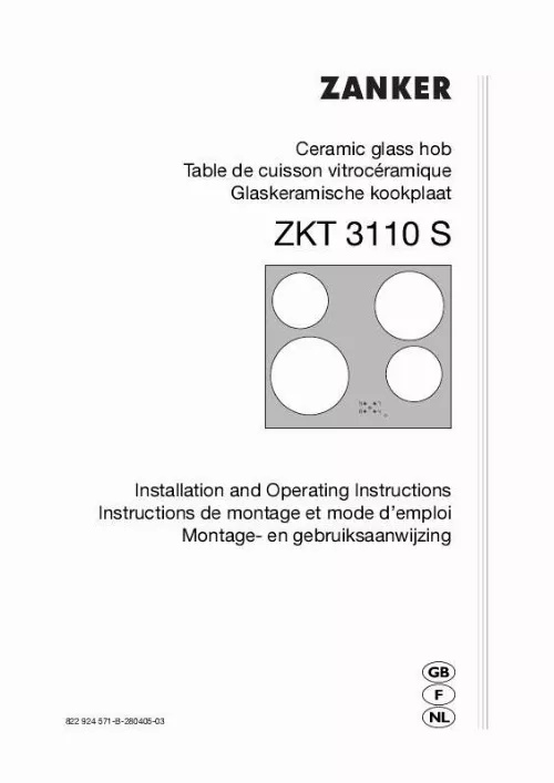 Mode d'emploi ZANKER ZKT3110S 68D
