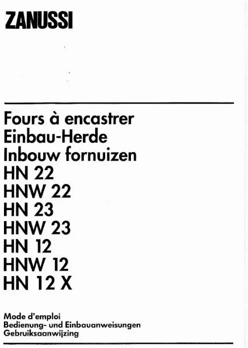 Mode d'emploi ZANUSSI HNW22