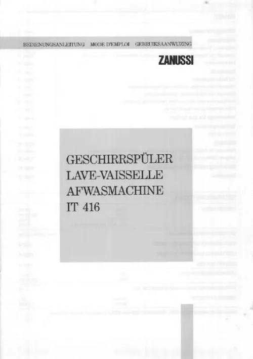 Mode d'emploi ZANUSSI IT416